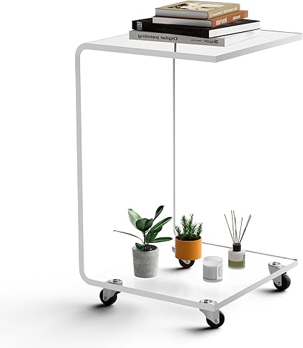 Miniatura 10 de Juego de mesa auxiliar acrílica en forma de C de 2.24 pulgadas de largo x 14 pulgadas de ancho x 12 pulgadas de alto x 12 pulgadas de grosor, mesita