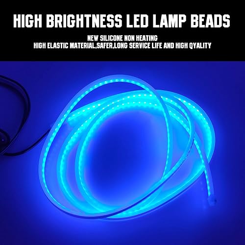 Miniatura 5 de Tira de luces LED para capó de automóvil flexible de 59 pulgadas, luces de circulación diurna impermeables para capó del motor (azul)