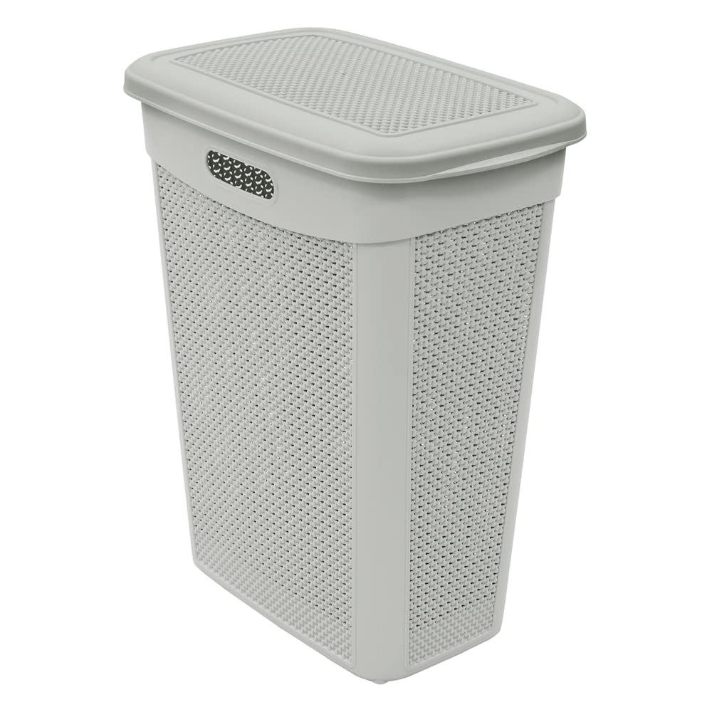 JVL 43L Droplette Slim Laundry Basket, Grey, H:55 x W:46 x D:29cm approx. 13-394IG