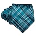 Barry.Wang Teal and Black Ties for Men Formal Business Silk Tie Necktie Plaid