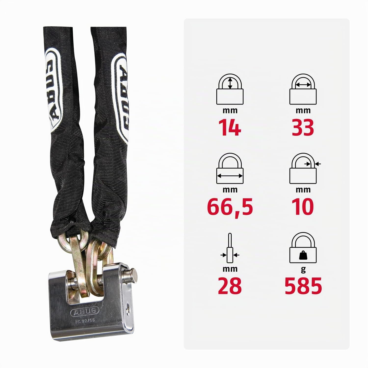 ABUS Lucchetto Monobloc 92/65 - Corpo in Ottone, Gancio in Acciaio | Livello di sicurezza 7, cilindro a spine anti-manipolazione - ideale per grate, cancelli e distributori automatici