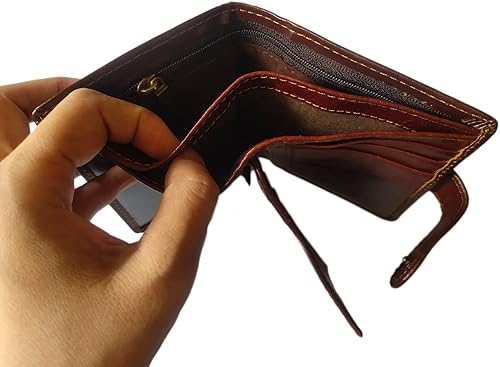 Miniatura 7 de Hombres Cool Eagle Wolf Caballo Totem Cuero Vaca Cartera Vertical Cremallera Multi-tarjeta Titular de la tarjeta (Wolf Totem A)