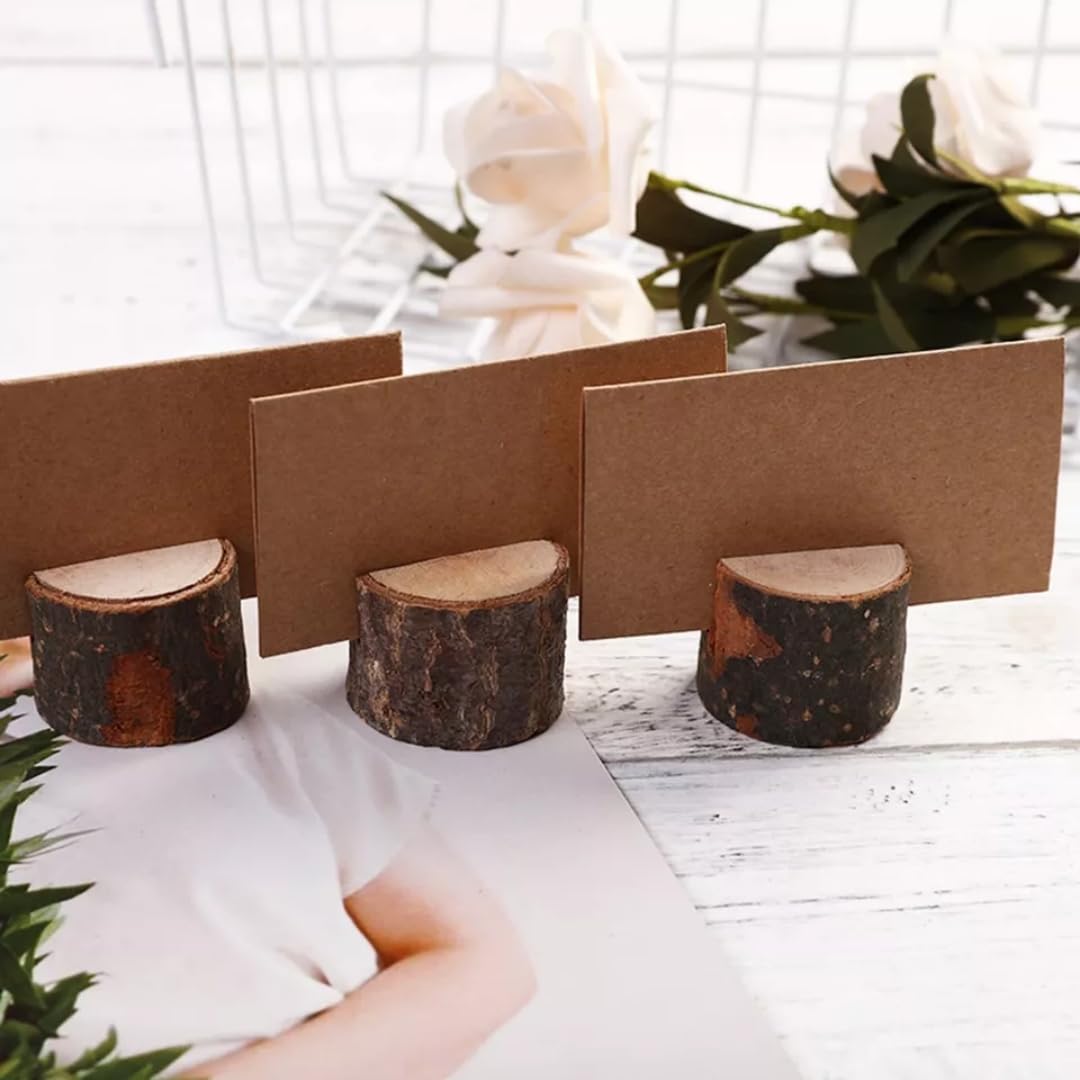 MEETOZ Wood Place Card Holders,10 Set Wooden Place Card Holders,10Pcs Wooden Table Number Holders and 10 Pcs Kraft Table Place Cards,for Christmas, Birthdays, Wedding Party Decoration - Image 4