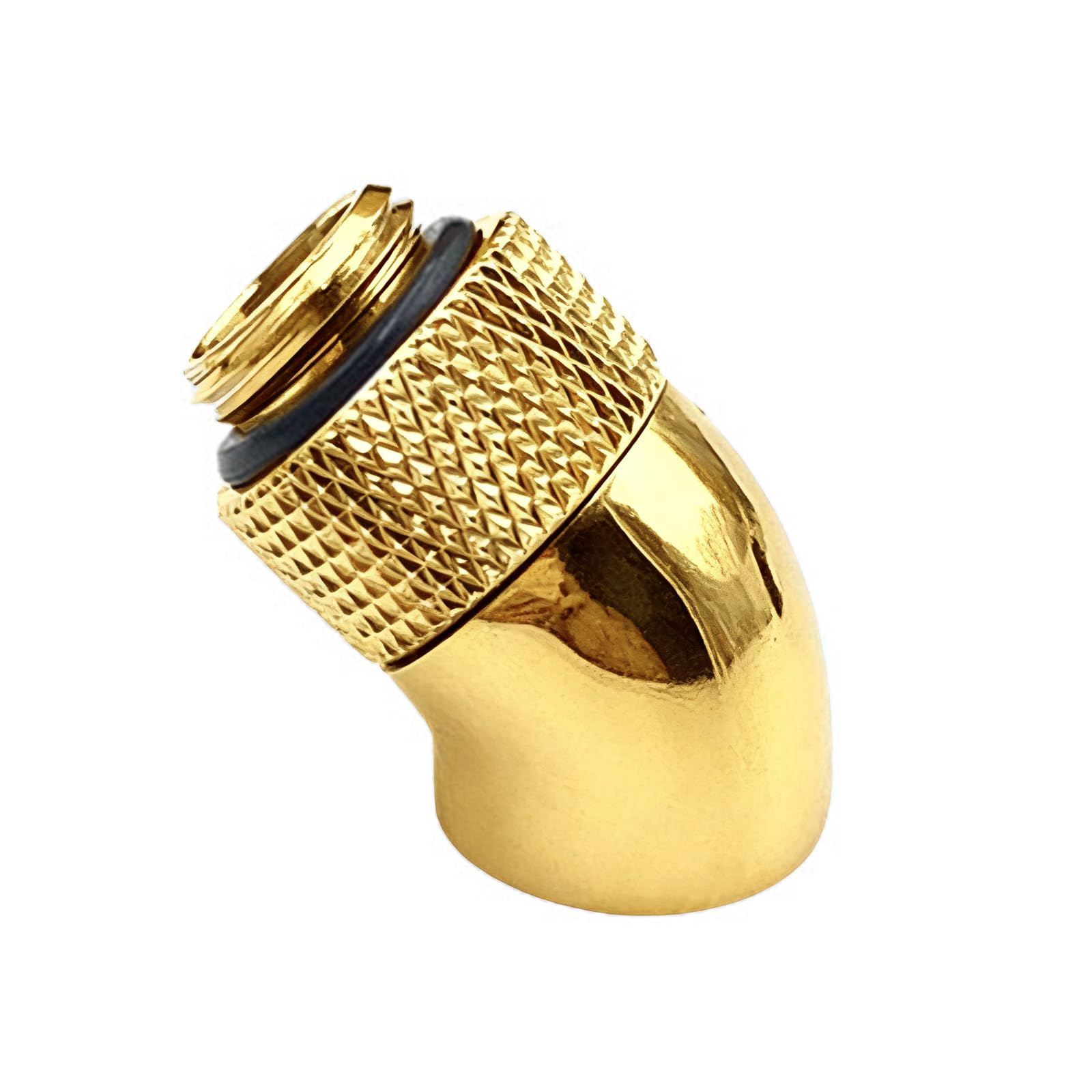 Ajtutus Gold 45 Degree Rotating Cooling Elbow Adapter Connector / 4 Thread High Durability Flexible Hose Alignment Metal Cooling Fitting Adapter