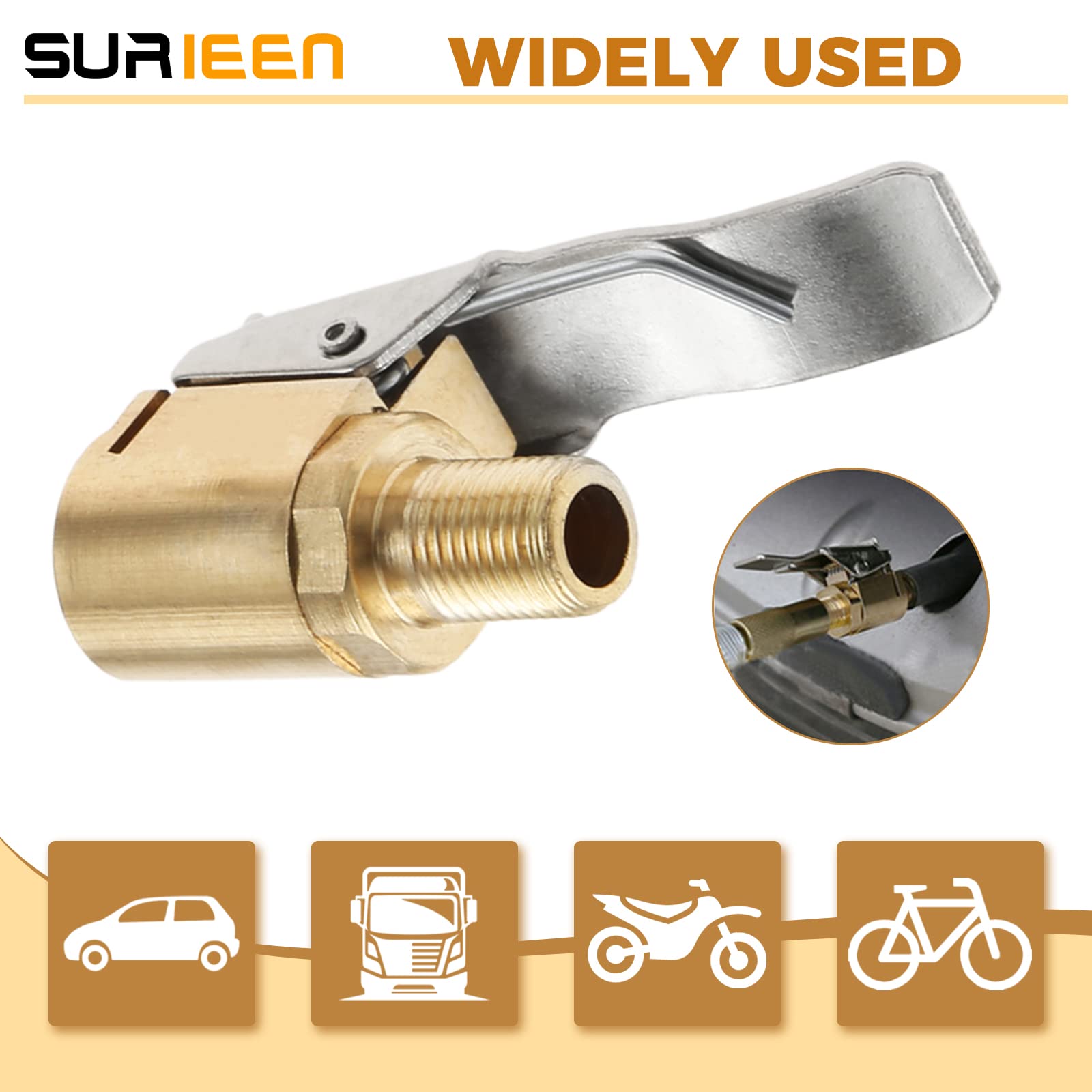 4 Connettori Valvola Pneumatica In Ottone - Per Pompa Aria 8mm, Gonfiaggio Auto E Bici - Foto 7