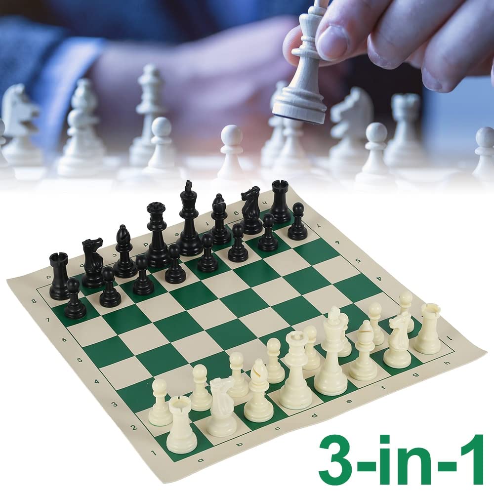 ZAW Juego de juego de ajedrez de cuero Backgammon Peones Tablero plegable Interior Viaje Ajedrez Peones Juego de ajedrez (Color: Blanco)
