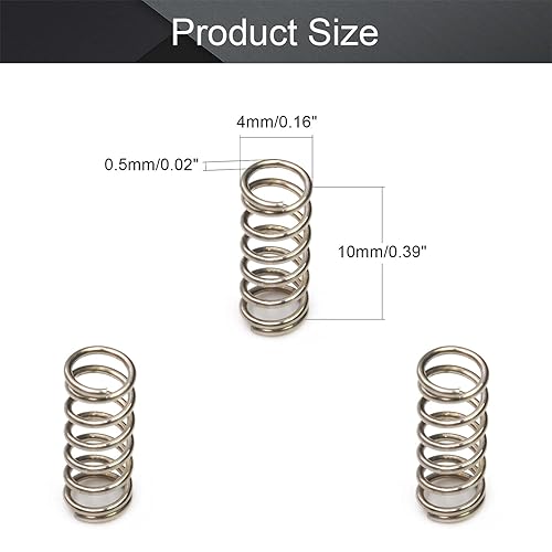 Miniatura 70 de MroMax 20Pcs Compressed Spring, 0.04" Wire Dia, 0.31" OD, 1.57" Free Length, Gray Black Spring Steel Extended Coil Compression Spring