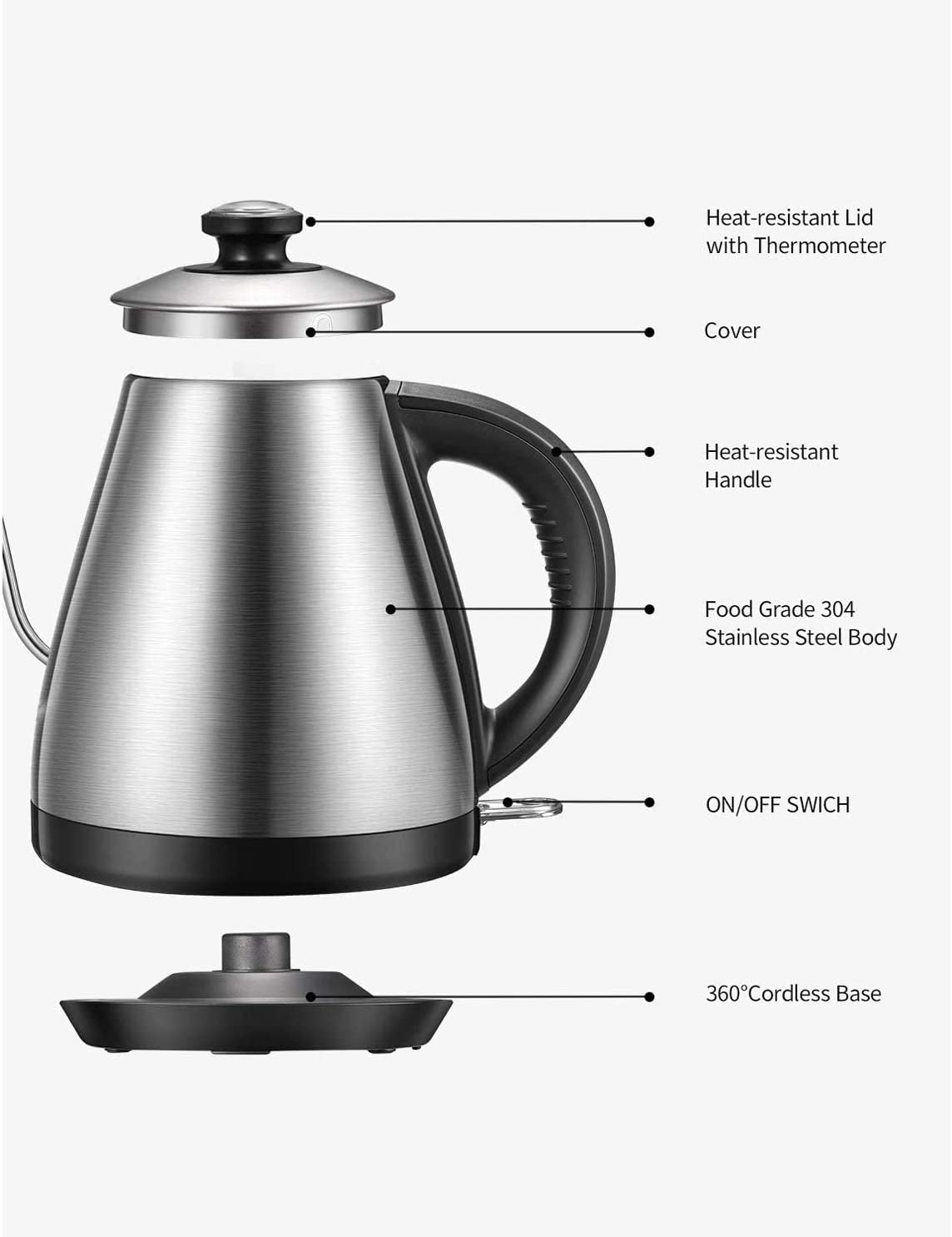 Buy Gooseneck Kettle, Pour Over Electric Kettle for Coffee and Tea