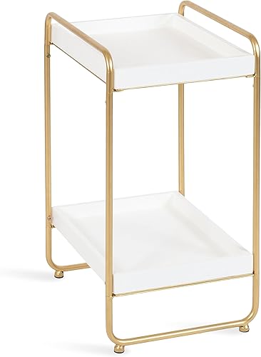 Kate and Laurel Nicco Modern Glam - Mesa auxiliar rectangular escalonada para almacenamiento y exhibición de sala de estar, 13 x 16 x 26 pulgadas,