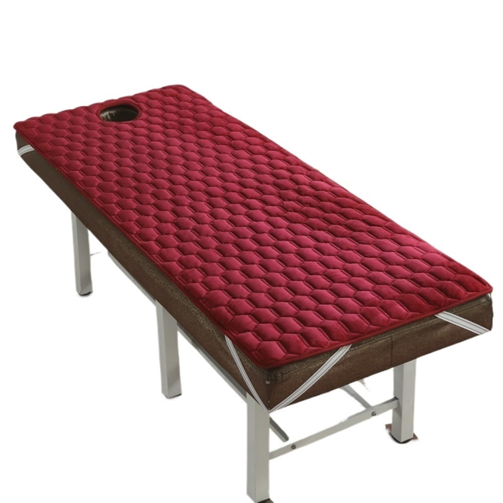 Topper for Massage Bed Beauty Salon Bed Mattress Toppers Thickened Cushion Anti Slip Room Mat Tuina Massage Pad With Hole(Red,80x190cm)