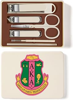 Nail Clippers and Beauty Tool Portable Set Nail Clipper Set Manicure Set 6 in 1 AKA Sorority Gifts Suitable for for Women Home, Workplace, Outdoor Travel,Etc. (AKA1 White)