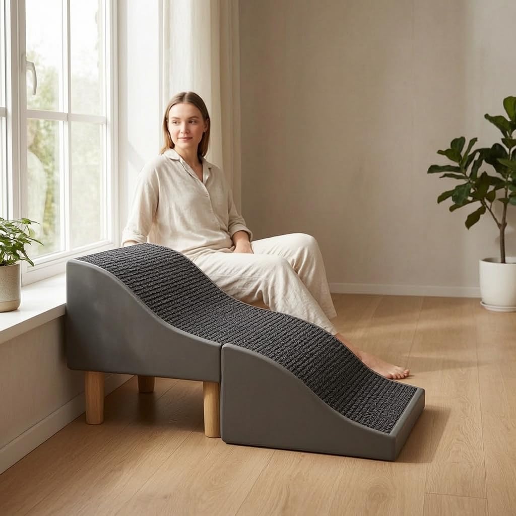 Rampa per con Superficie Morbida Struttura Stabile con Supporto Sicuro Design Pieghevole per Risparmio Spazio Adatta per Divano Letto E Utilizzo in, Grigio scuro, Onda