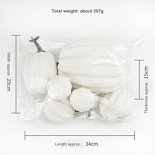 Miniatura 6 de Lucakuins 7 calabazas artificiales para decoración de otoño, calabazas sintéticas surtidas, lindas calabazas de espuma para decoración del hogar y