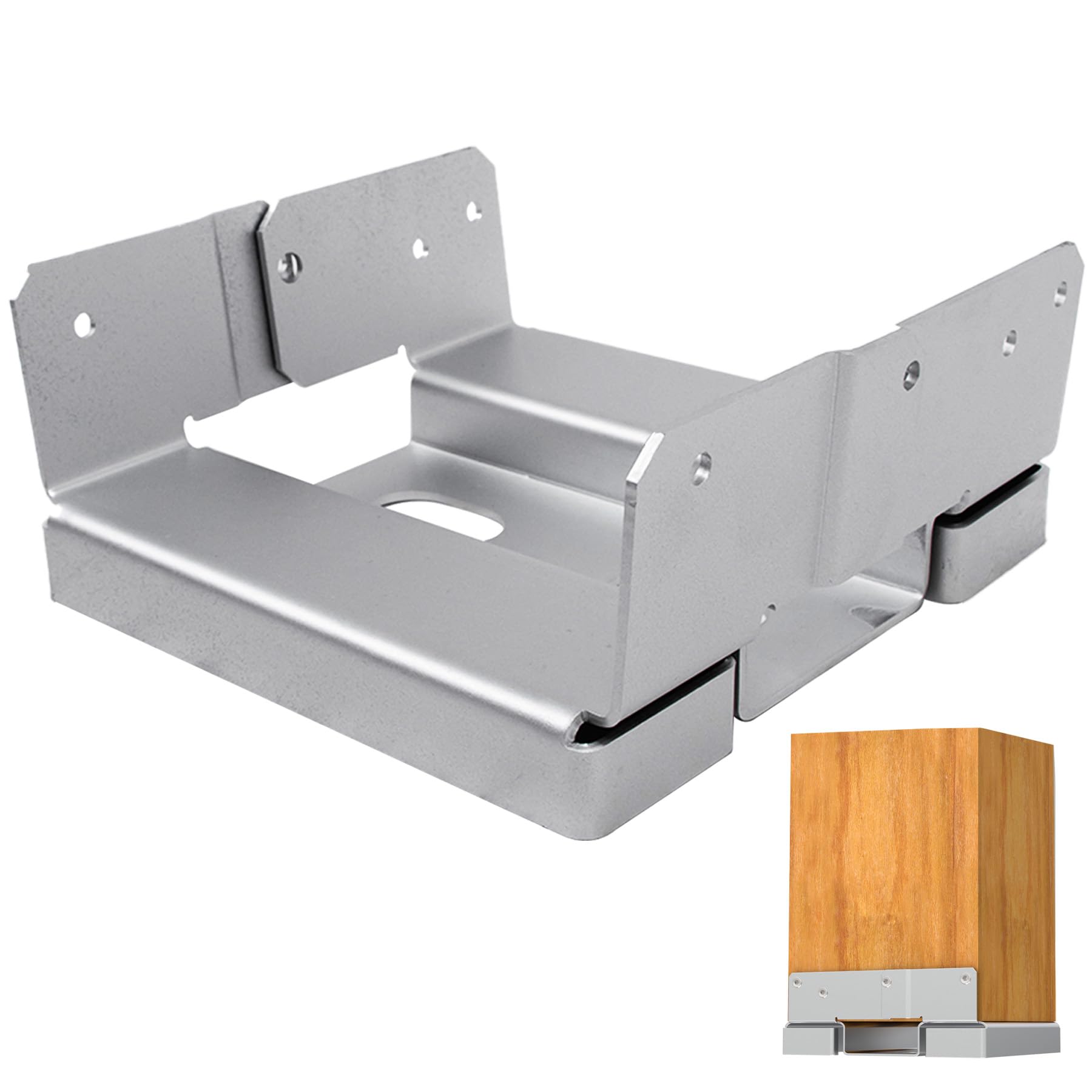 Nominal 8x8 Post Base for Concrete, 4-Pack 1-Inch Standoff 8x8 Post Bracket Anchor, Deck Post Base, 8x8 Pergola Brackets, Corrosion-Resistant Dacromet Coated