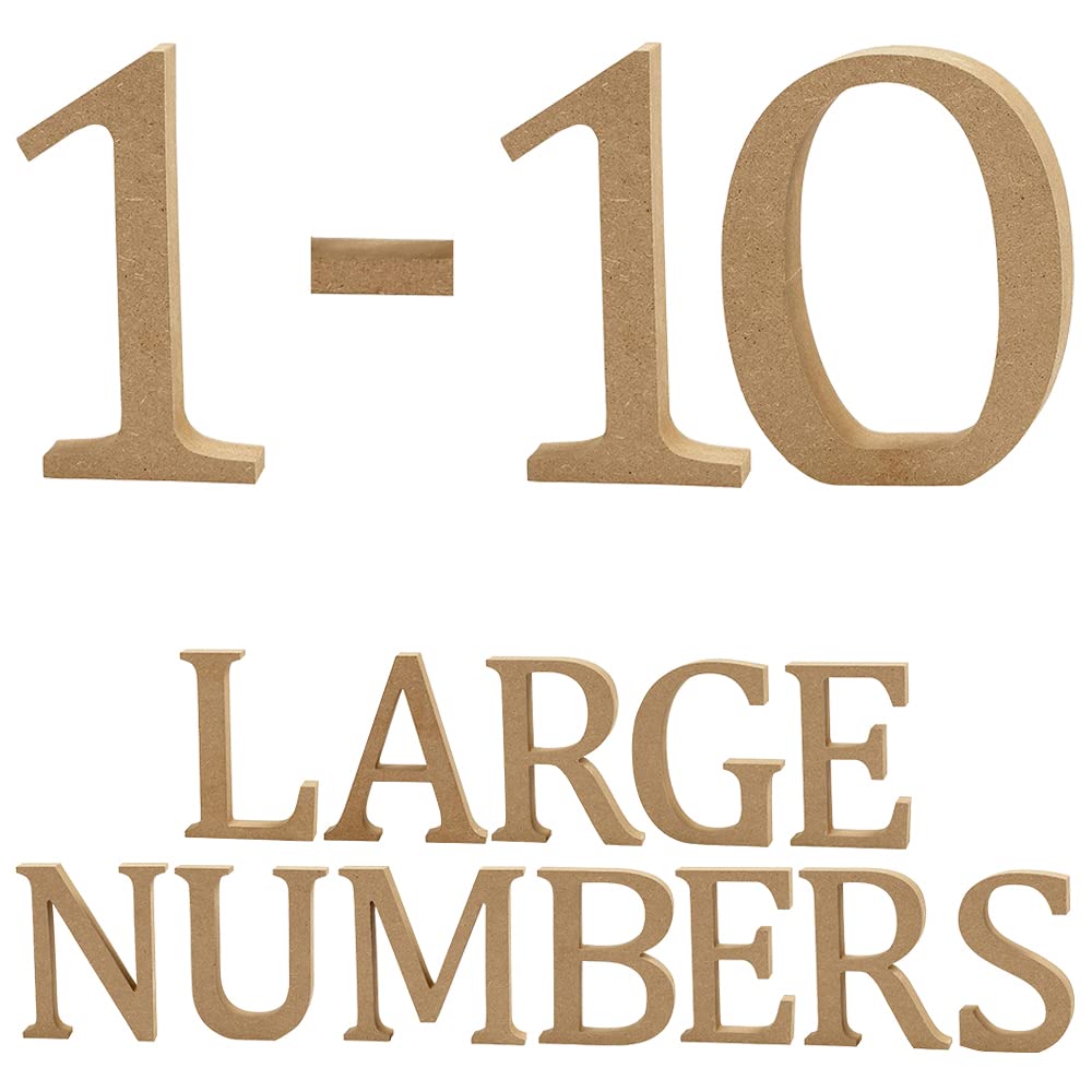 Crafty Capers 1-10 Set 13Cm Large Wooden Mdf Numbers For Crafts | Complete