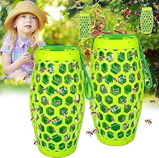 Wasp Traps Outdoor Hanging, Wasp Trap Bee Traps Catcher, Effective Insect Trap,Carpenter Bees, Sticky Wasp Trap for Indoor/Outdoor, Red Wasp & Paper Wasps-2 Pack 4 Sticky Boards(Green)