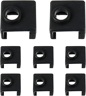 HUAREW 8PCS 3D Printer Hotend Silicone Sock, Heater Block Silicone Cover, 3D Printer Silicone Sock Cover for Creality Ender 3/3 Pro/3 V2, Ender 5/5 Plus/ 5 Pro, CR 10 Series, MK7/ 8/9, Black