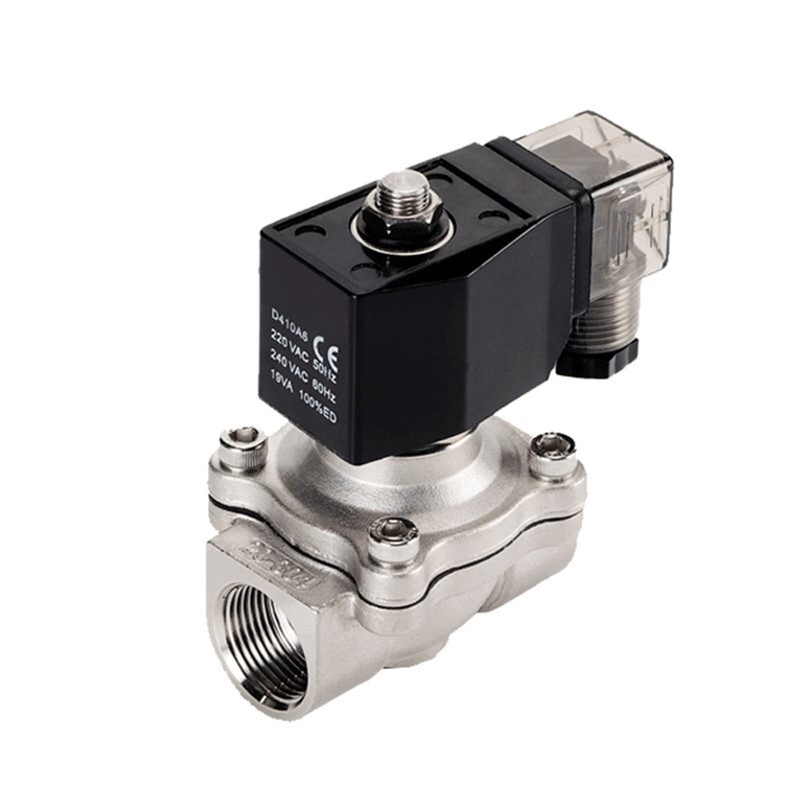 Elektrozawór elektromagnetyczny 12 V normalnie zamknięty, 1/2 "3/4" 1 "2", woda 24 v 230v 24, cewka ze stali nierdzewnej IP65 DIN Wysoka temperatura (230vac-viton-seal, 0,5 cala)