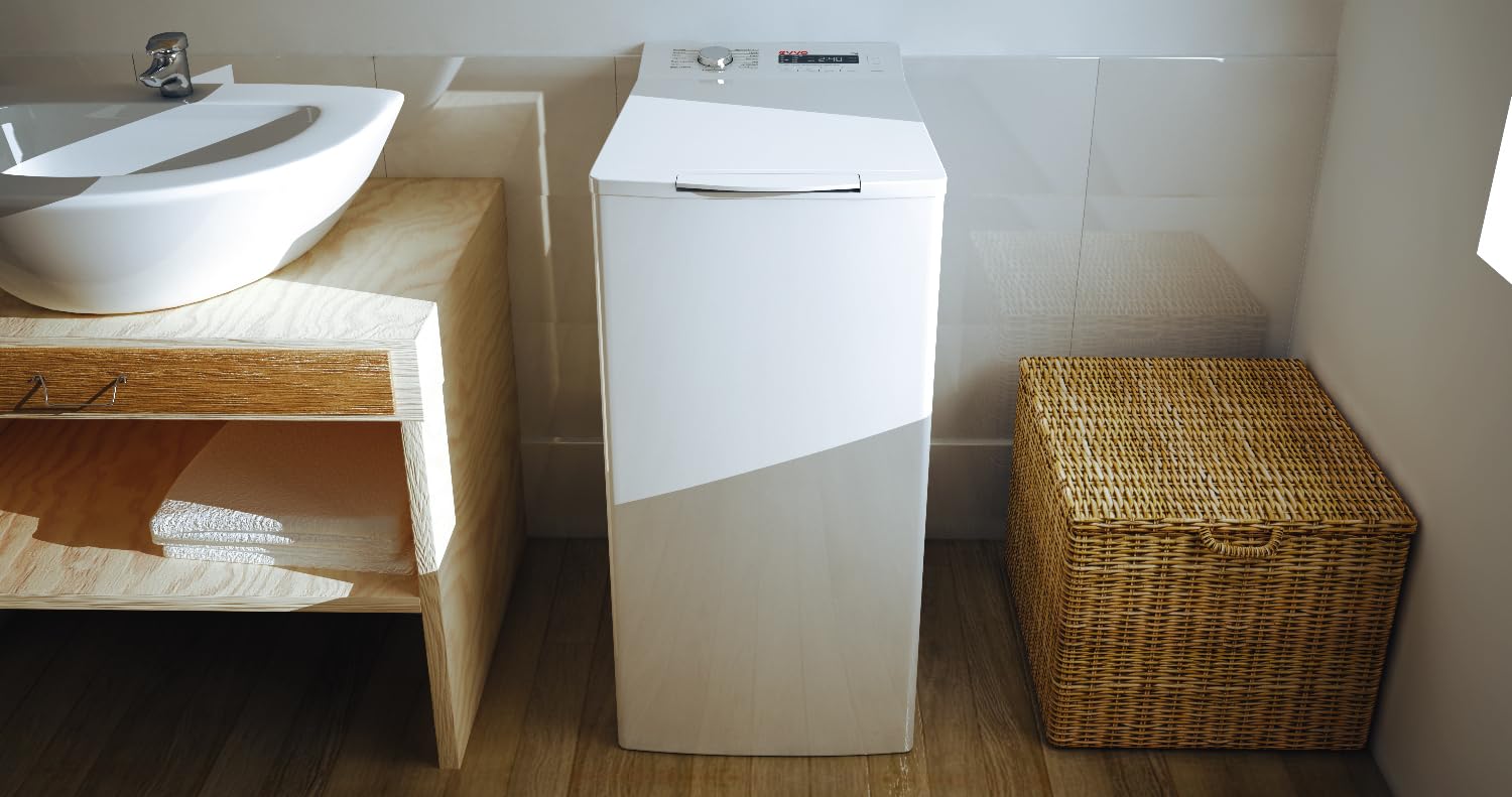 EVVO Lavadora 7,5 kg carga superior Wt8a, Clase energética A, 1250 rpm, Bajo Consumo, Aclarado Automático, 16 programas, Limpieza de tambor, Inicio Diferido, Función ultraRápida (Blanca)