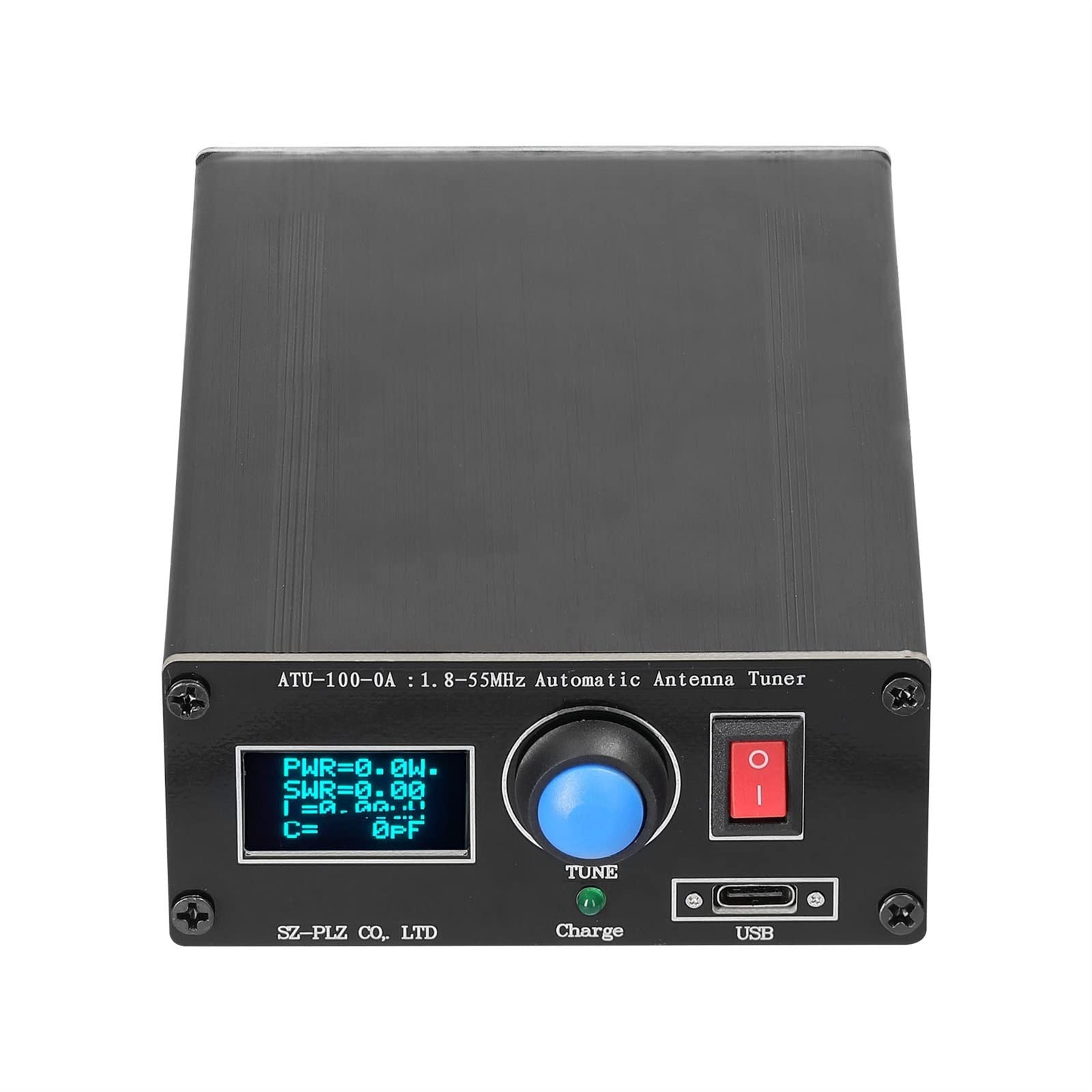 Multimètre numérique intelligent rechargeable ATU-100-0A 1.8-55MHz Mini accordeur d'antenne automatique 0.91 pouces OLED affichage boîtier en alliage d'aluminium avec accordeur d'antenne de batterie 1