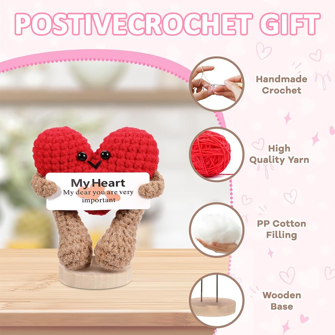 UOCAI Coppia di Patate Positive,Bambole all'uncinetto con Biglietto e Portachiavi – Regalo Divertente per donne coppie moglie regalo di matrimonio San Valentino anniversario partne