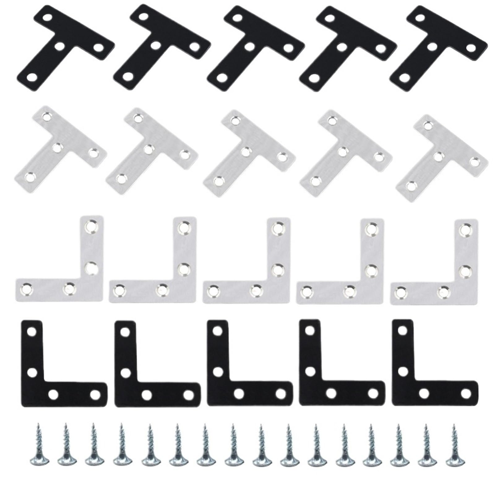 Irfhdcx 5Pcsblackl18screws Shelf Bracket Black And Silver T/L 1.96In Stainless Steel Corner Codes, Shape Brackets(5Pcsblackl18screws)