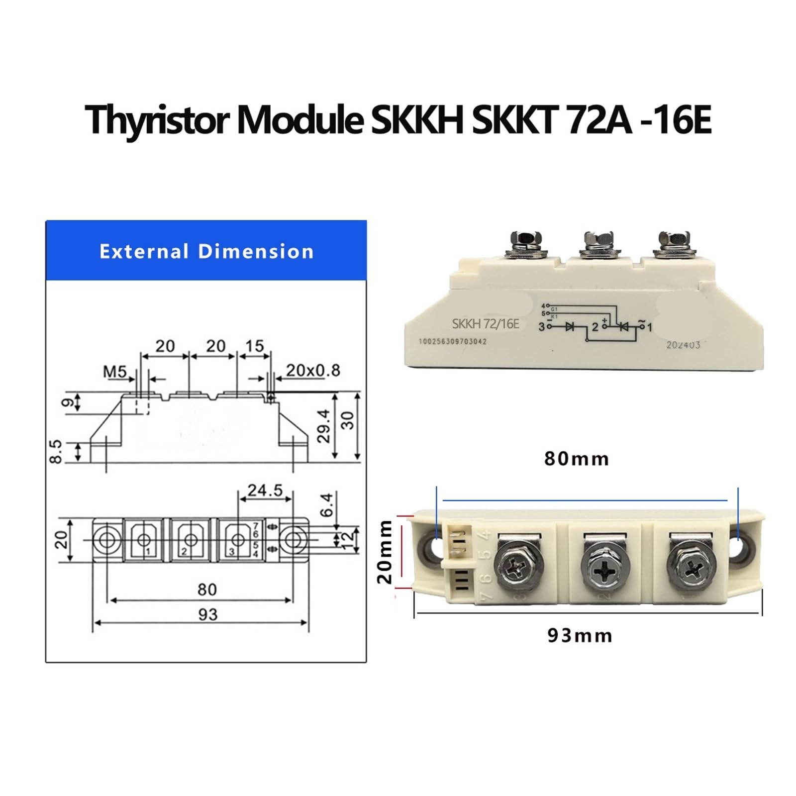 1PCS SKKT122/16E SKKH57/16E Thyristor Diode MODUL 106A 1600V 1,6 KV(72A 16E)