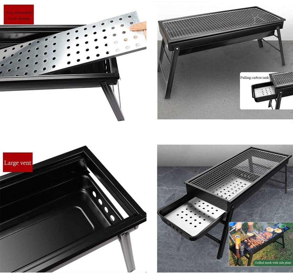 Grill na węgiel drzewny, przenośny grill ze stali nierdzewnej, do gotowania na zewnątrz, domowy grill ze stali węglowej premium, z wysuwaną konstrukcją