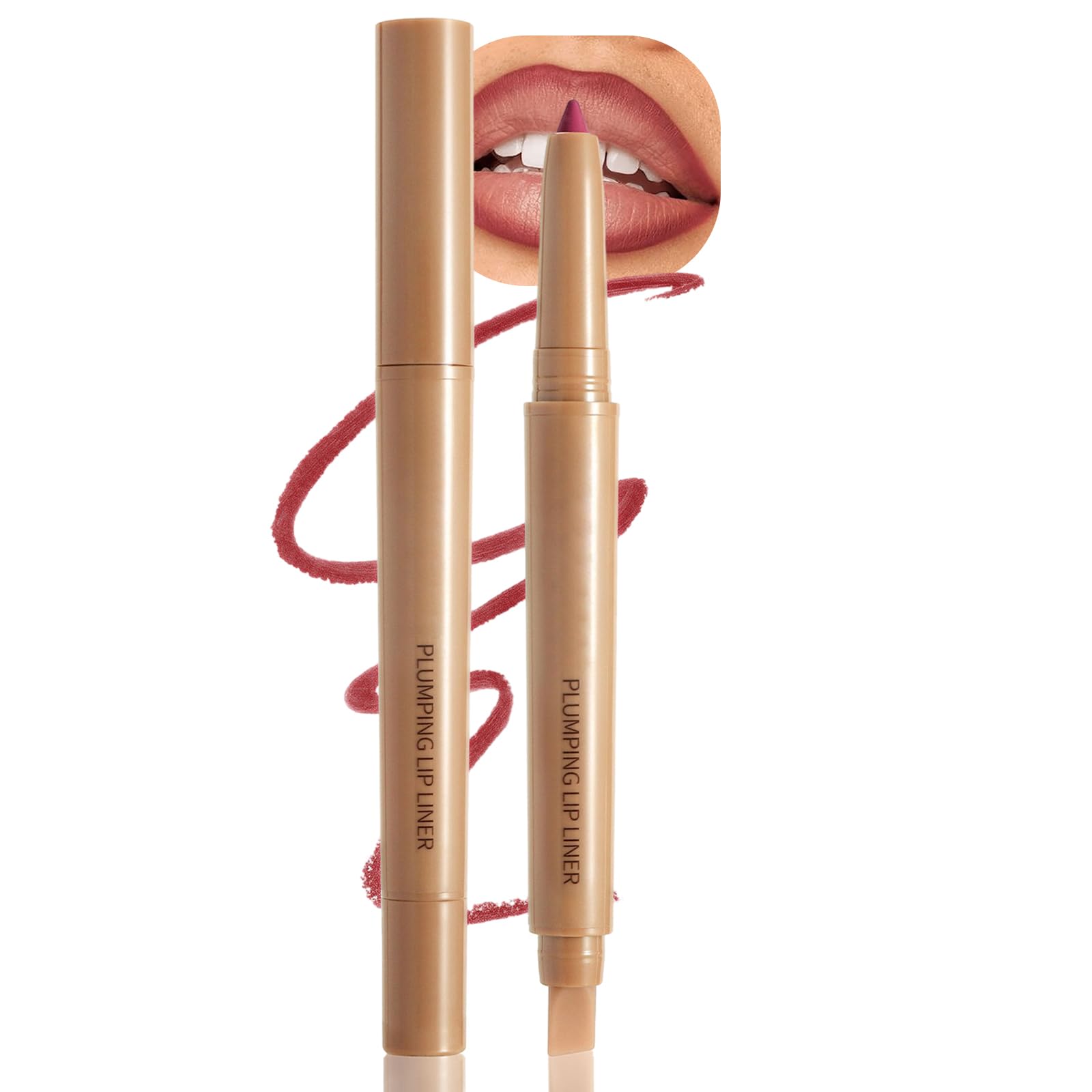 Lip Liner Pencil Matte Lipstick with Smudger (04 Brick Red) 04# Brick Red