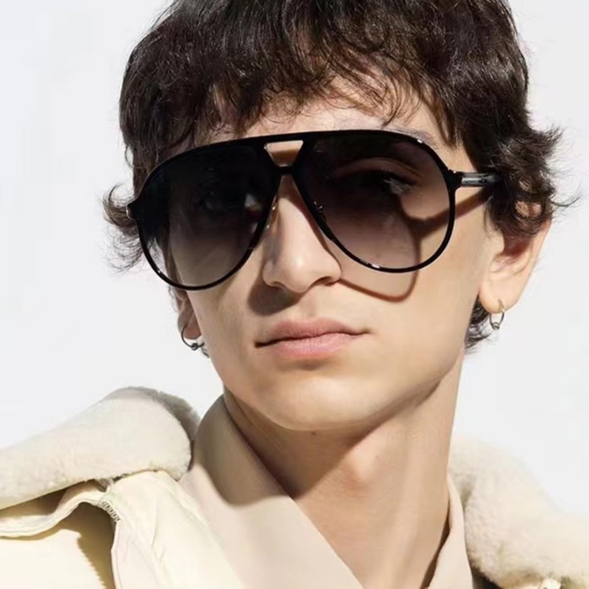 4 lentes de sol estilo aviador retro de gran tamaño para mujeres y hombres, a la moda, sin enredos, lentes de sol de aviador de los años 70