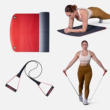Les MillsTM SMARTBANDTM and Les MillsTM MBX MATTM Dual Sided Exercise Mat For Yoga and Dynamic Exercise Training with Workouts Bands