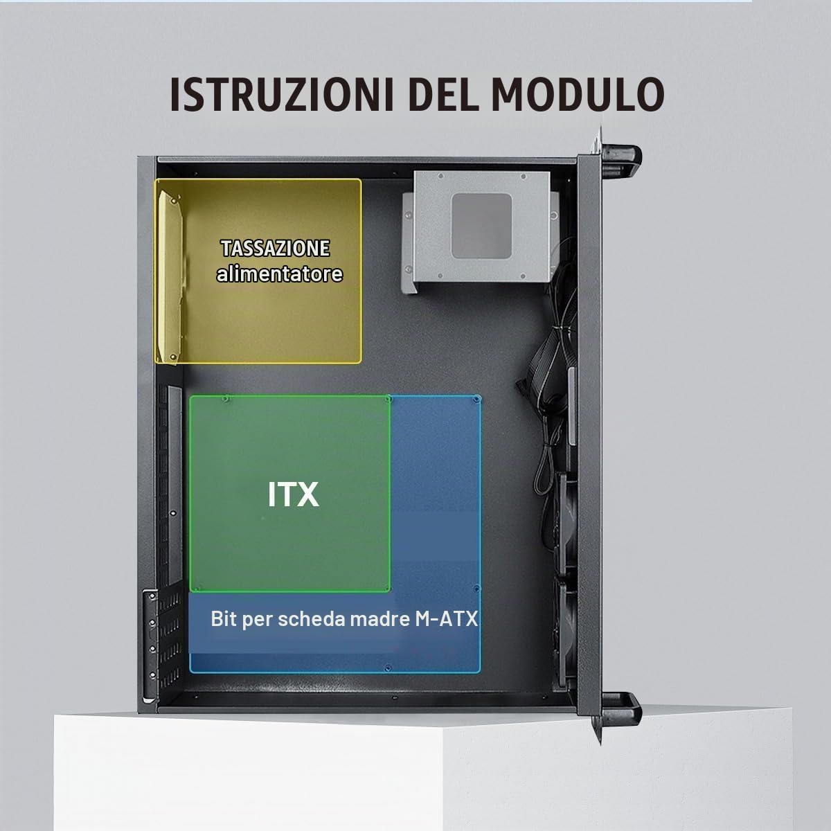 Scatola Rack 2U 14″ Custodia per Server, Chassis Rackmount Rack Case per 3 x 3,5" HDD, 1 SSD da 2,5", Supporta Schede Madri Mini ITX e Micro ATX, Nero