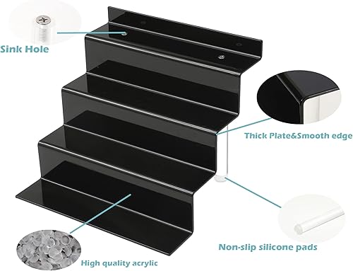 Miniatura 3 de ihomecooker Estante de exhibición de acrílico de 4 niveles 9x6 '' (2P-12x9-Negro)