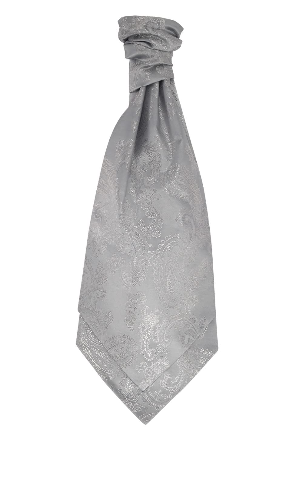 Dobell Men's Silver Antique Paisley Cravat Pre-Tied Wedding