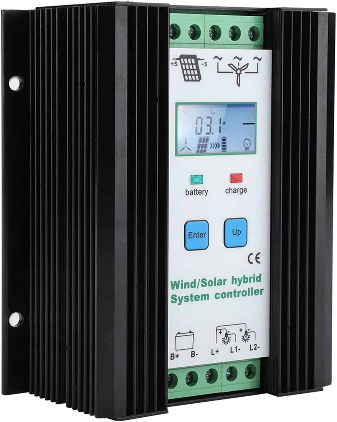 Wind Solar Hybrid Controller, Digital Intelligent Boost Charging Regulator, LCD Display 12V 24V Power for Renewable Energy Systems