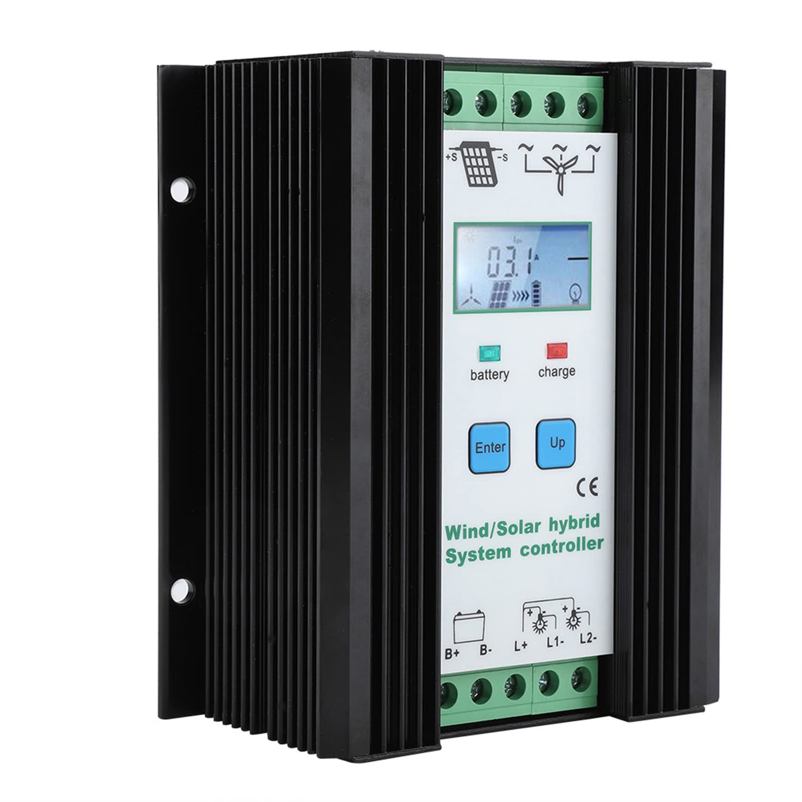 Akozon Akozon Controlador de Carga Híbrido de Energía Solar y Eólica Inteligente Digital con Pantalla LCD Tecnología Pwm Funciones de Protección Múltiples para Sistemas de 12 V 24 V