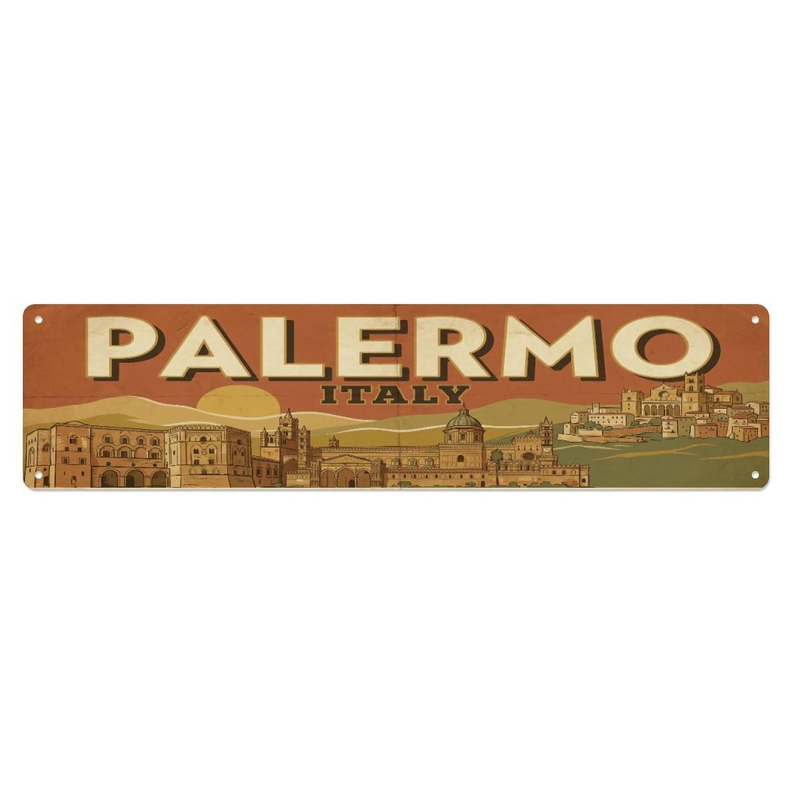 Tgrcjimh Style Metal Tin Sign Vintage Travel Italy Palermo