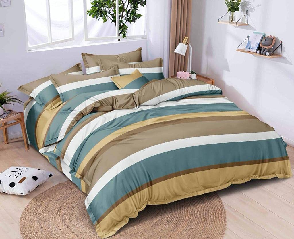 MORADO Premium Glace Cotton Geometric Design Duvet Cover - Single, Multi Colours with Zipper-image-23