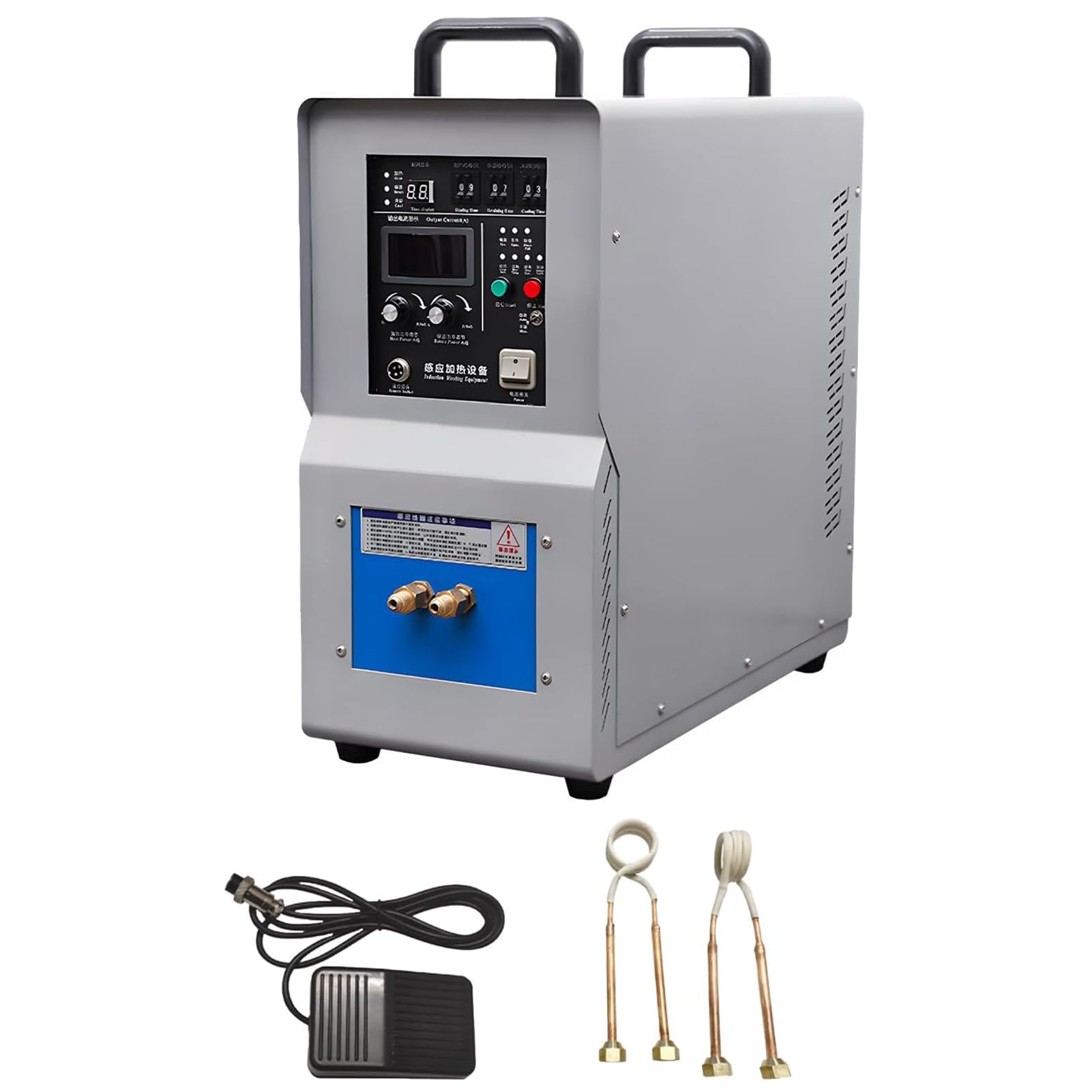 Jiangyuxinli Grey 15Kw Induction Forge High Frequency Induction Heater Furnace, 110V/220V Inductions Brazing, 30-100Khz Heat Melting Welding Quenching Annealing Brazing Metal, With Two Coils