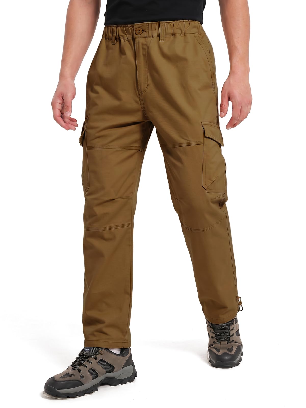 Aimato Herren Cargohose Relaxed Fit, Baumwolle Outdoor Wanderhose Herren | Freizeithose mit Elastischem Bund, Arbeitshose mit 7 Multifunktionstaschen für Trekking/Freizeit/Wandern