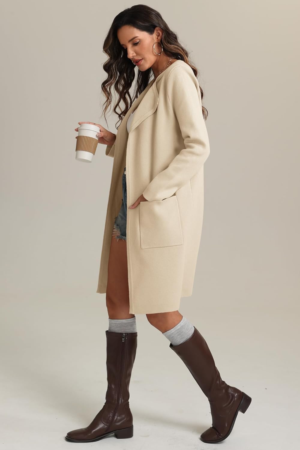 Womens Fall Sweater Open Front Knit Lightweight Cardigan Casual Long Coatigan Lady Jacket Coat Winter Outerwear 2026 - Image 2