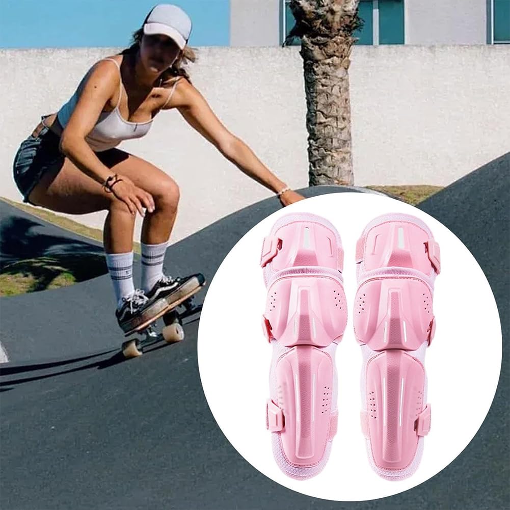 Rodilleras de Moto, Coderas/Rodilleras Motocross Equipo de Protección con Espuma EVA Antichoque, Ergonómico para Motocicleta, Bicicleta - Rosa Knee Pads