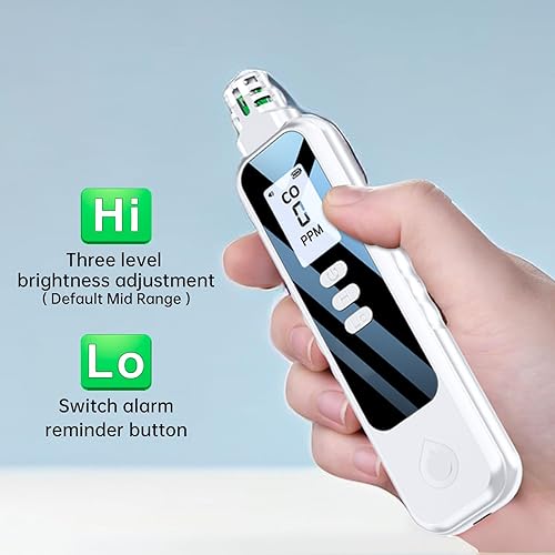 Miniatura 5 de Mini detectores de monóxido de carbono, rango 0-999PPM, detector de CO portátil de mano con pantalla LCD retroiluminada, sensor de alta precisión