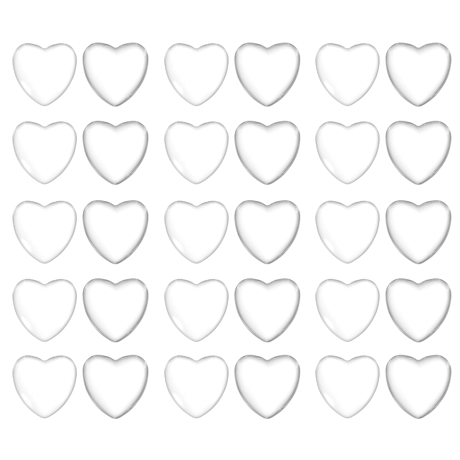 PATIKIL Transparent Glass Cabochons, 50Pcs 30x30mm Heart Shaped Glass Dome Tiles for Photo Pendant Jewelry Making Clear