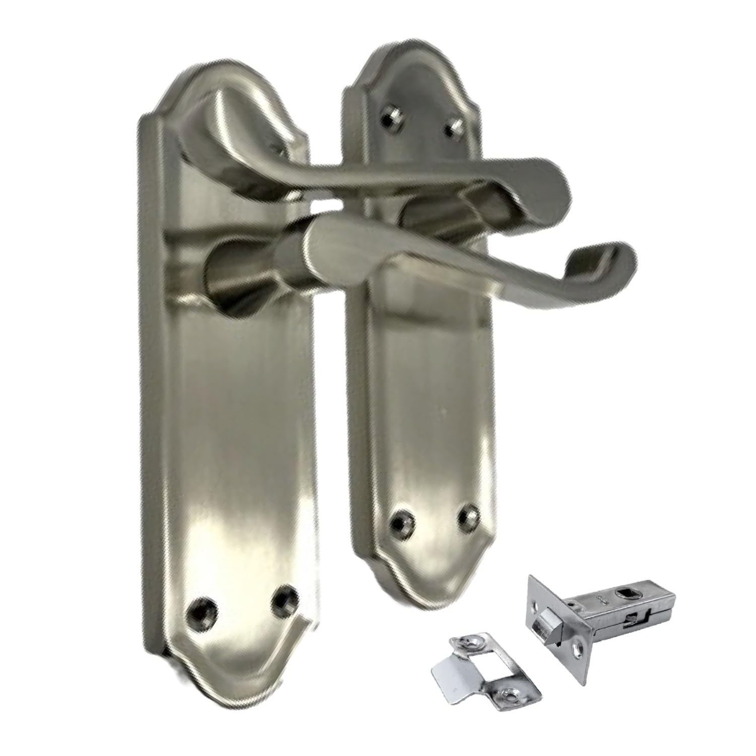 Epsom Door Handle Ashford Satin Nickel Internal Latch Door Handles - Door Handles Internal Sets Satin Nickel Door Handle Set for Internal Doors 170 x 48mm -6 Pairs (Pair of Handles + Tubular Latch)