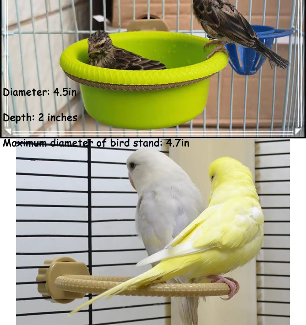 Vogeltränke für Käfig, 11,9 cm, multifunktional, Universal-Stil, kleine Wanne, zum Aufhängen im Käfig, Vogeltränke, für Papageien, Sittiche, Nymphensittiche, Kanarienvögel, Wellensittiche (grün)