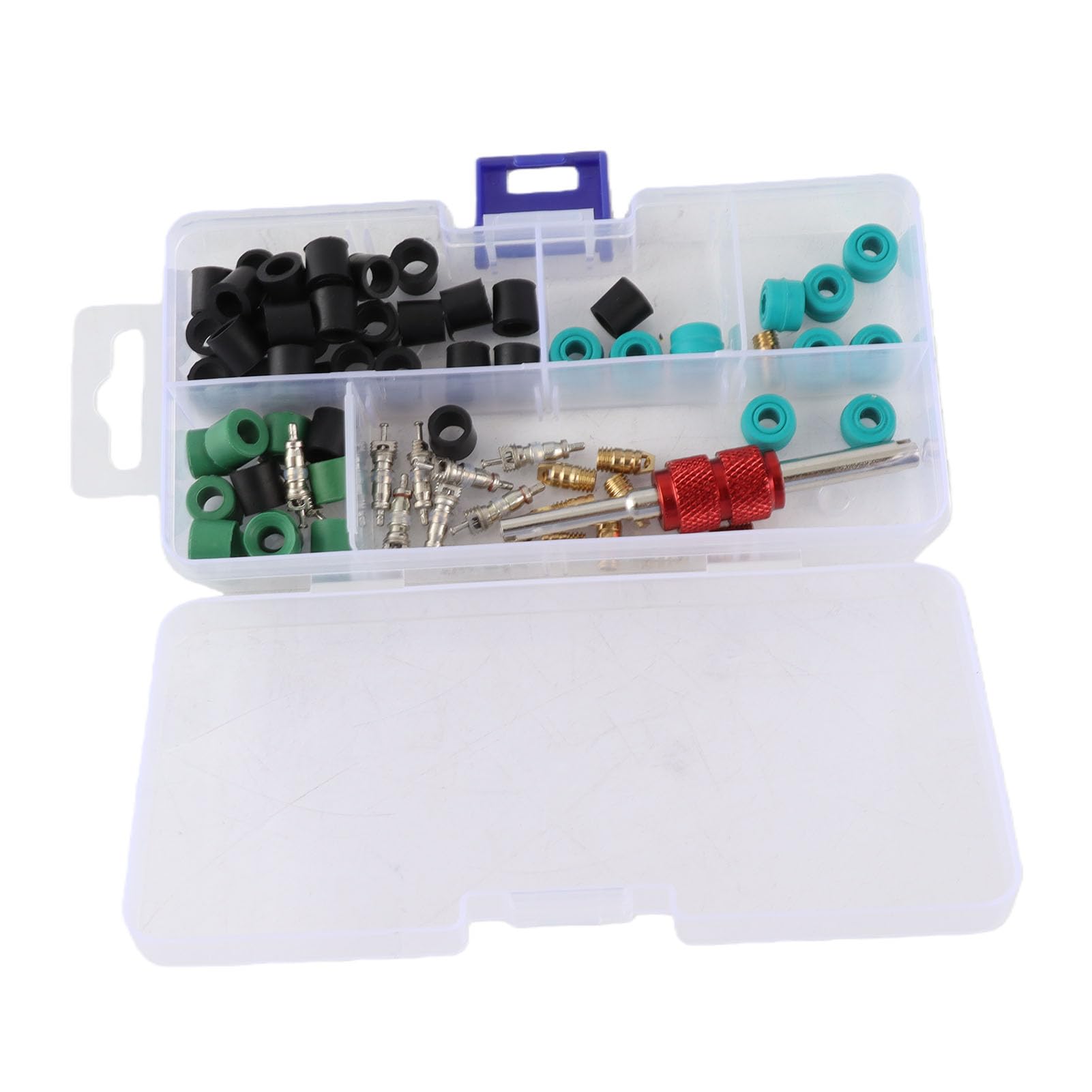 Strumenti Autos Valve Cores+50Pcs Auto'S 71Pcs Kit di Riparazione Aria Condizionata Strumento di Riparazione 10Pcs Valve Cores 50Pcs Guarnizioni per Tubi Flessibili 10Pc Valvole