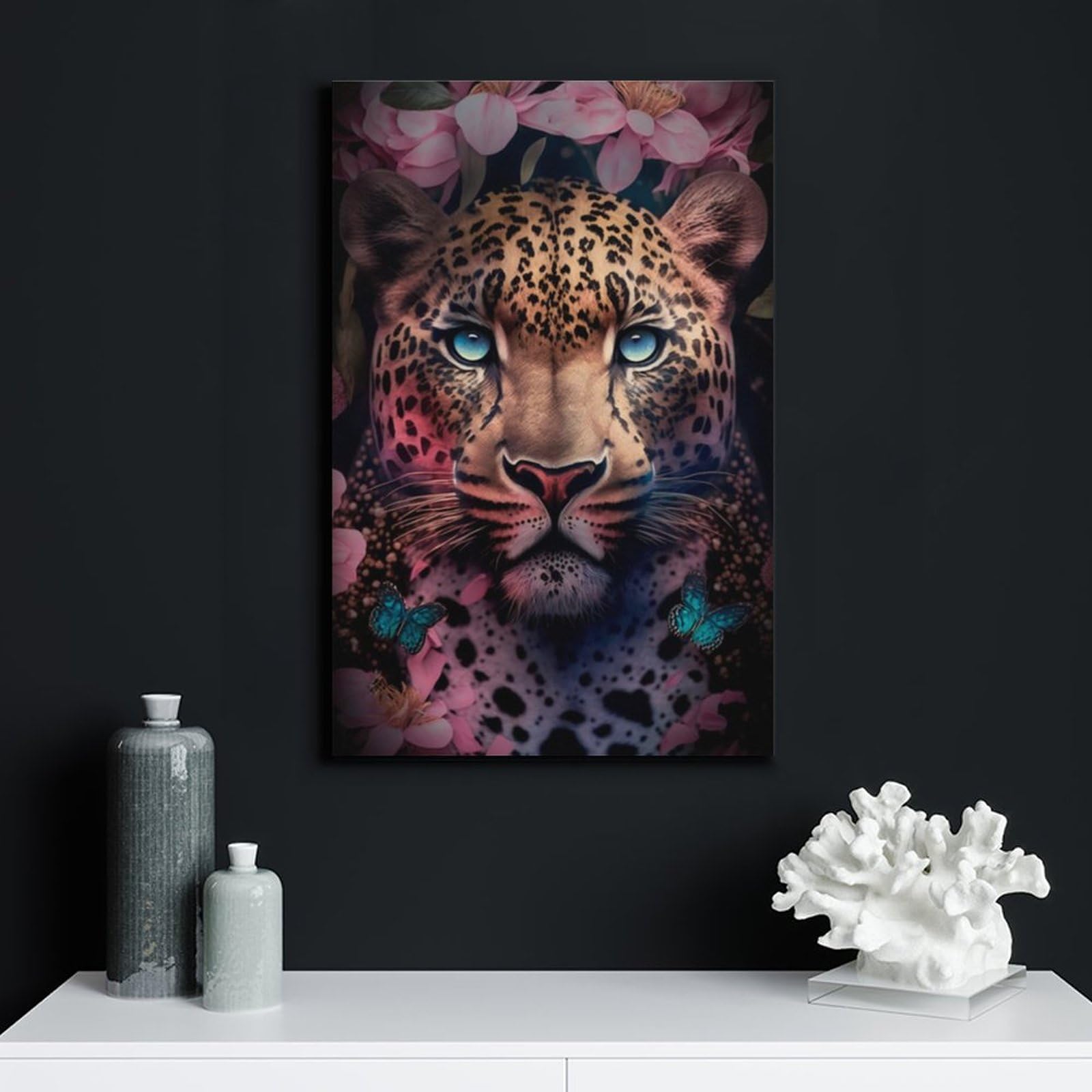 Amazon.co.jp: 絵画 ヒョウの顔の壁紙インテリア 絵画 カラフルな