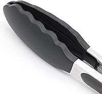 Vista 2 de Paquete de 4 pinzas de cocina negras, de silicona de alta calidad, sin BPA, antiadherentes, acero inoxidable, para barbacoa, para cocinar, asar a