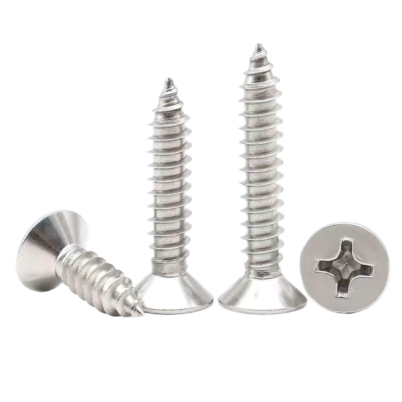 Vis autotaraudeuses tête plate cruciforme inox 304 M2.9-M6.3 pour bois métal plastique (100,M5.5 x 70mm)